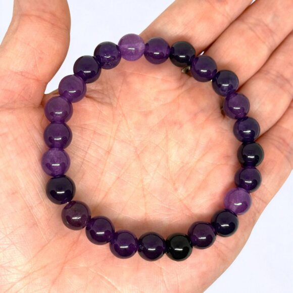 Amethyst Gemstone Bracelet 8MM | Handmade Crystal Healing Jewelry - Picture 6 of 10